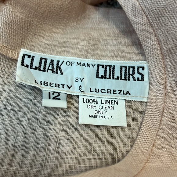 Vintage Cloak of Many Colors 100% Linen Embroidered Blouse 12 Prairie Feminine - Picture 9 of 16